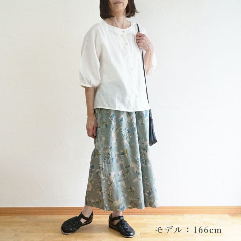 Branch m‘.,ブランチエム,ナチュラル,30代,40代,50代,60代,リネン,ゆったり,パンツ,リネンパンツ,花柄,柄パンツ