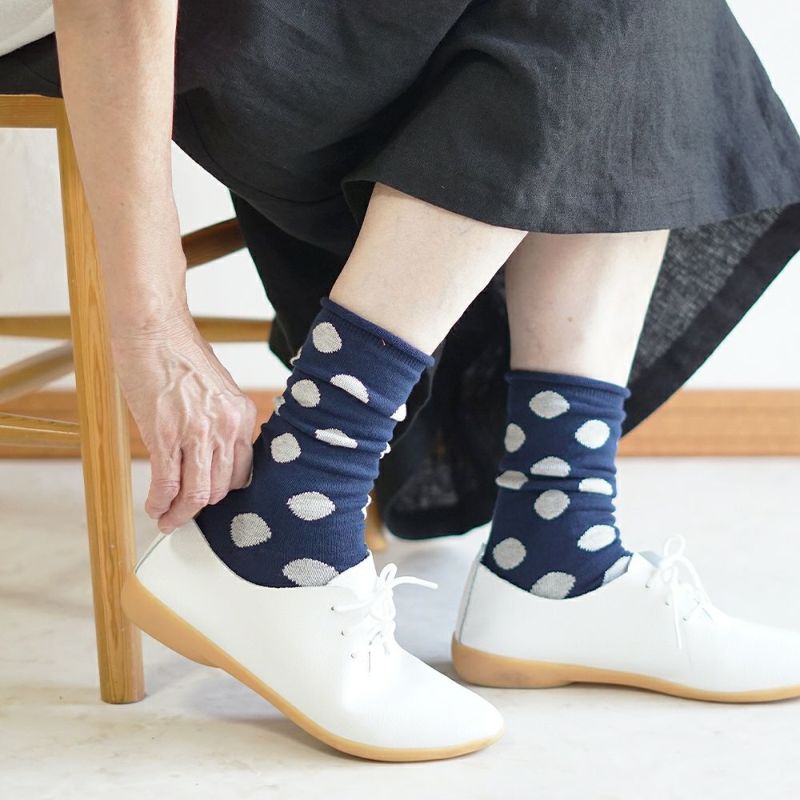 Branch m‘.,ブランチエム,ナチュラル,30代,40代,50代,60代,リネン,ゆったり,靴下,ソックス,コットン,コットンソックス,ドット柄,ドット柄靴下,ドット柄ソックス,