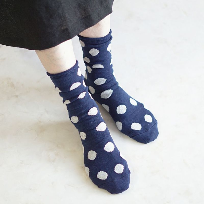 Branch m‘.,ブランチエム,ナチュラル,30代,40代,50代,60代,リネン,ゆったり,靴下,ソックス,コットン,コットンソックス,ドット柄,ドット柄靴下,ドット柄ソックス,