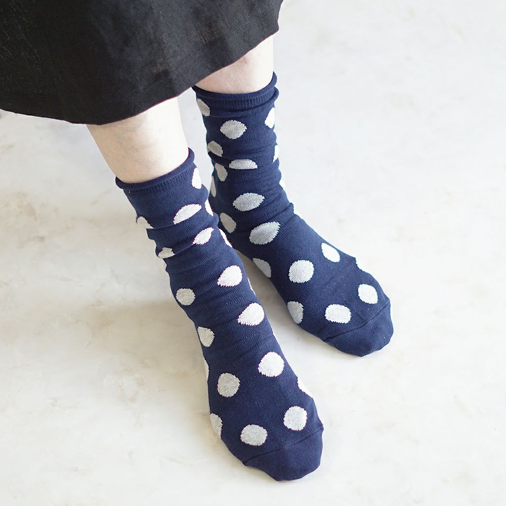 Branch m‘.,ブランチエム,ナチュラル,30代,40代,50代,60代,リネン,ゆったり,靴下,ソックス,コットン,コットンソックス,ドット柄,ドット柄靴下,ドット柄ソックス,