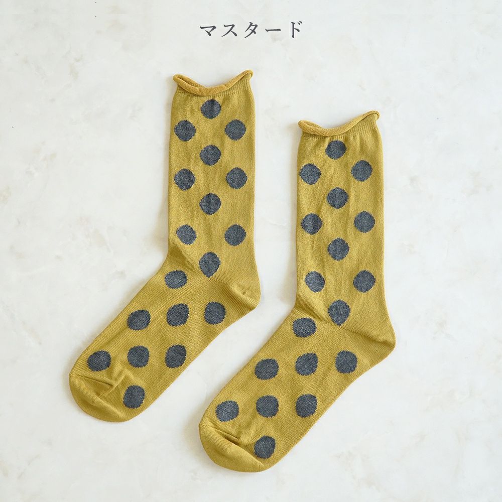Branch m‘.,ブランチエム,ナチュラル,30代,40代,50代,60代,リネン,ゆったり,靴下,ソックス,コットン,コットンソックス,ドット柄,ドット柄靴下,ドット柄ソックス,