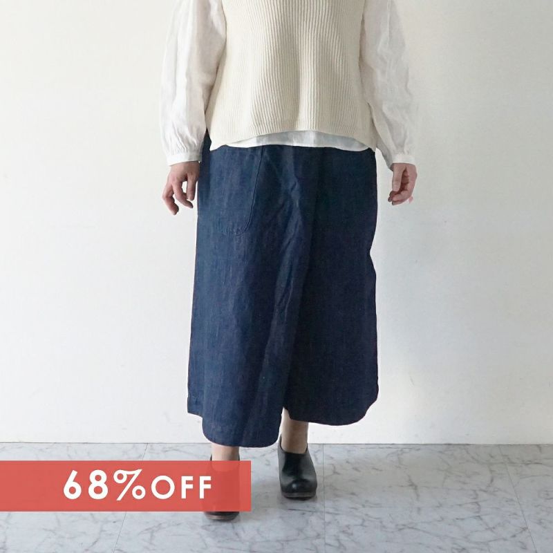Branch m‘.,ブランチエム,ナチュラル,30代,40代,50代,60代,ゆったり,綿,コットン,リネン,リネンデニム,デニム,デニムパンツ,ボトム,ワイドパンツ,デニムワイドパンツ