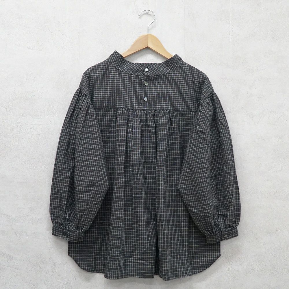 Branch m‘.,ブランチエム,ナチュラル,30代,40代,50代,60代,リネン,ゆったり,チェックブラウス,ブラウス,リネンブラウス,プルオーバーブラウス,春ブラウス,グレンチェック,ギャザーブラウス