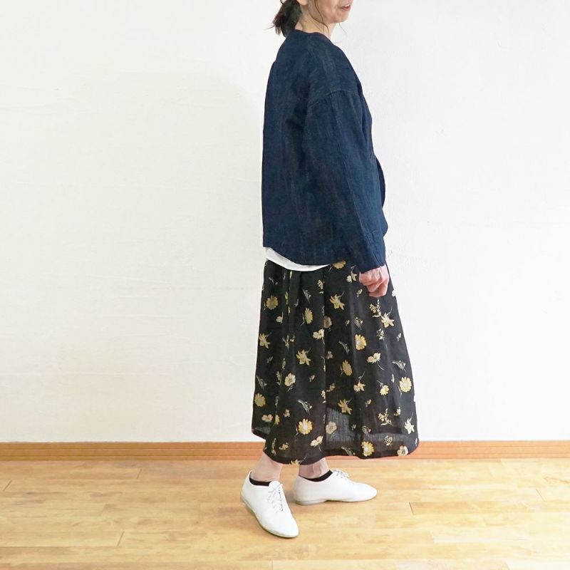 Branch m‘.,ブランチエム,ナチュラル,30代,40代,50代,60代,リネン,麻,ゆったり,スカート,リネンスカート,花柄スカート,花柄,レトロ,