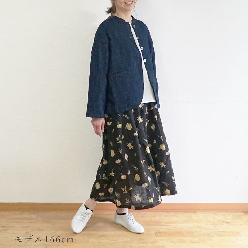 Branch m‘.,ブランチエム,ナチュラル,30代,40代,50代,60代,リネン,麻,ゆったり,スカート,リネンスカート,花柄スカート,花柄,レトロ,