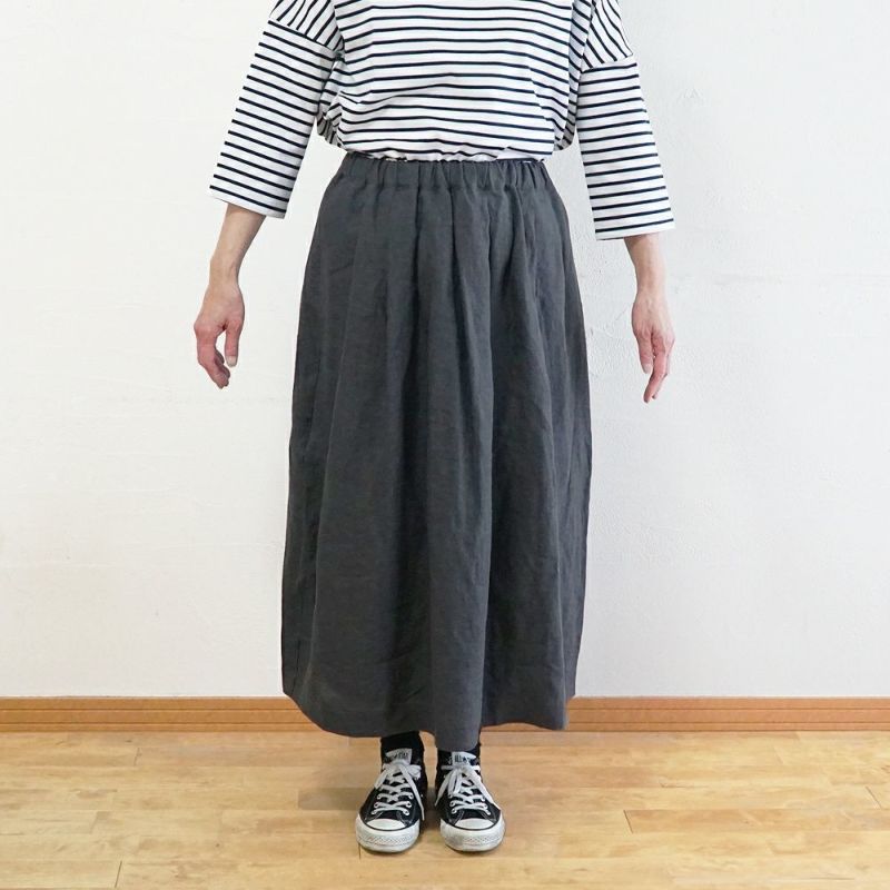 Branch m‘.,ブランチエム,ナチュラル,30代,40代,50代,60代,リネン,ゆったり,スカート,リネンスカート,フレアスカート,バレルスカート,タックスカート,ギャザースカート,