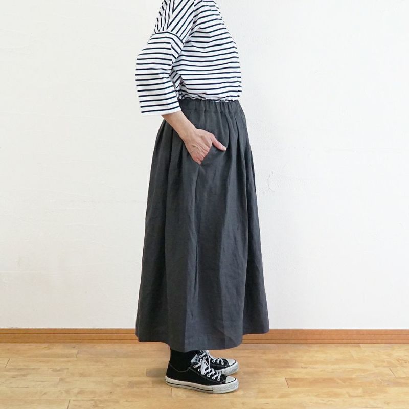 Branch m‘.,ブランチエム,ナチュラル,30代,40代,50代,60代,リネン,ゆったり,スカート,リネンスカート,フレアスカート,バレルスカート,タックスカート,ギャザースカート,