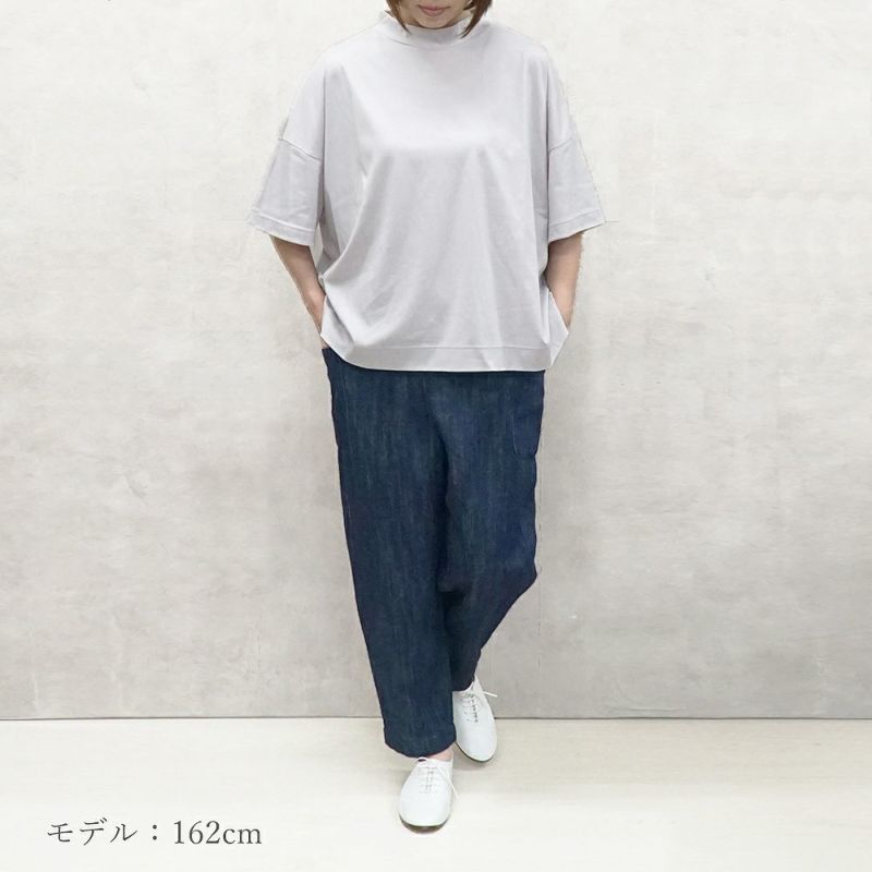Branch m‘.,ブランチエム,ナチュラル,30代,40代,50代,60代,コットン,ゆったり,綿,半袖,半袖Ｔシャツ,5分袖,5分袖Ｔシャツ,Ｔシャツ,ハイネック,
