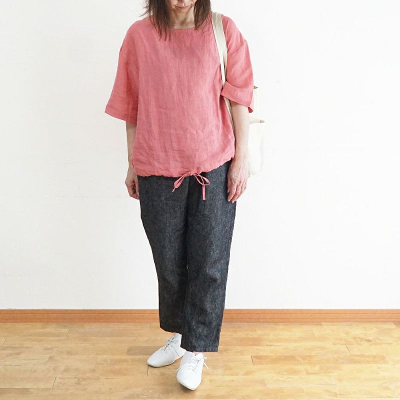 Branch m‘.,ブランチエム,ナチュラル,30代,40代,50代,60代,リネン,ゆったり,ブラウス,リネンブラウス,半袖,5分袖,プルオーバー,プルオーバーブラウス, 