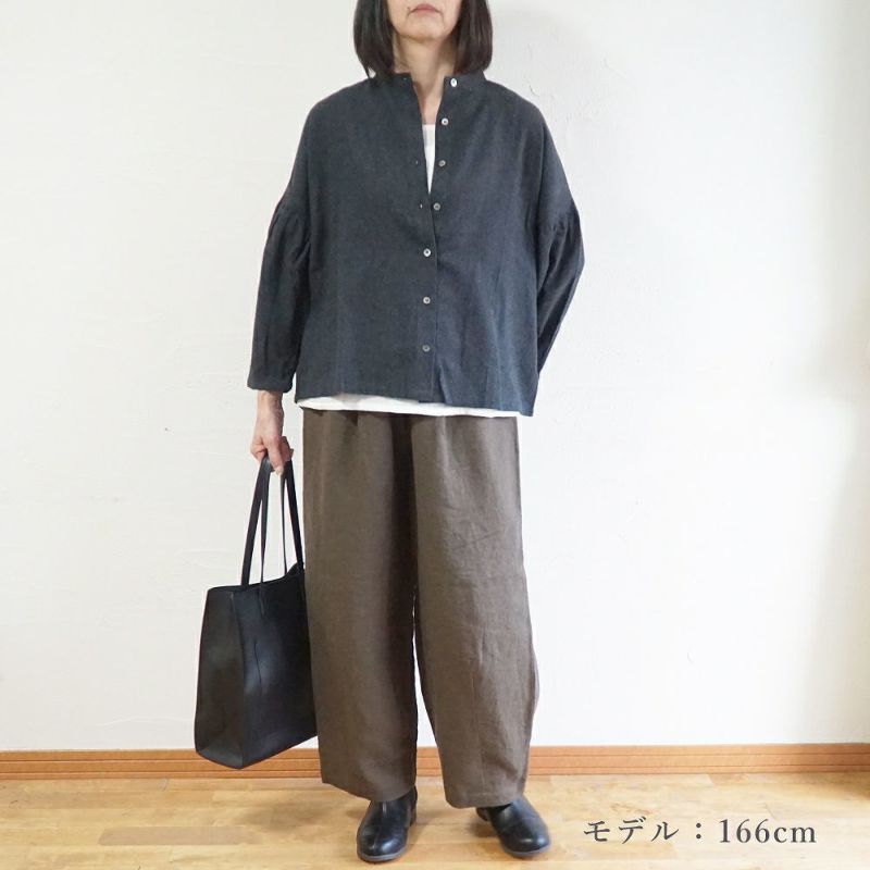 Branch m‘.,ブランチエム,ナチュラル,30代,40代,50代,60代,コットン,ゆったり,綿,ブラウス,スタンドカラーブラウス,スタンドカラー,バンドカラー,バンドカラ―ブラウス,綿ブラウス,ギャザーブラウス