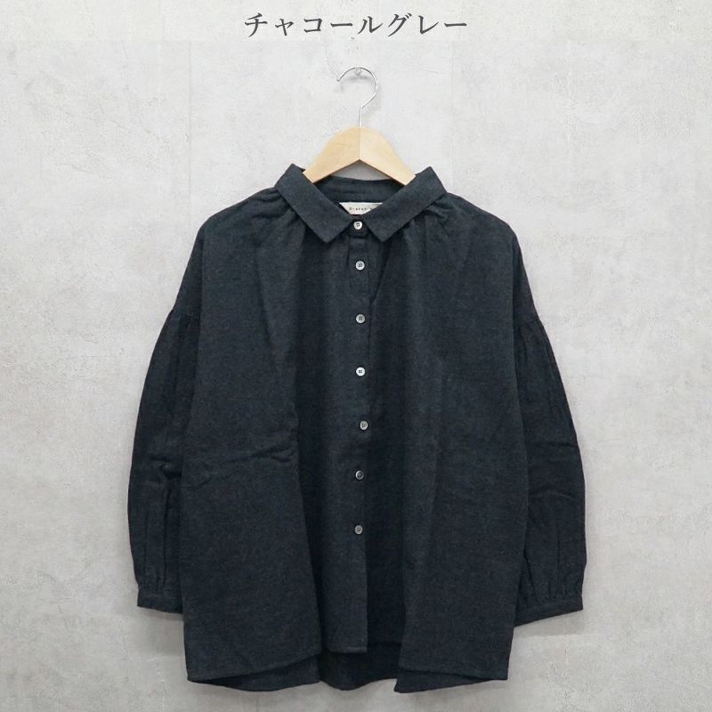 Branch m‘.,ブランチエム,ナチュラル,30代,40代,50代,60代,コットン,ゆったり,綿,ブラウス,綿ブラウス,ギャザーブラウス,衿,襟