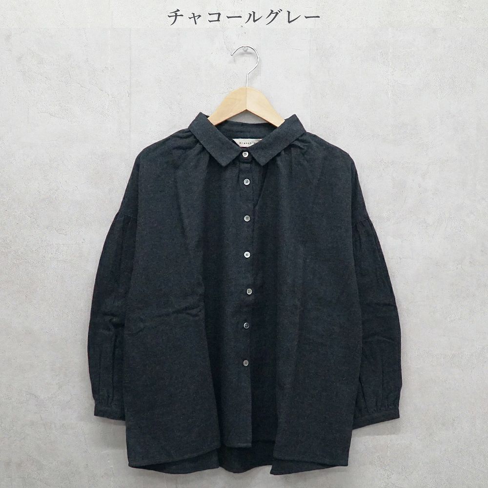 Branch m‘.,ブランチエム,ナチュラル,30代,40代,50代,60代,コットン,ゆったり,綿,ブラウス,綿ブラウス,ギャザーブラウス,衿,襟