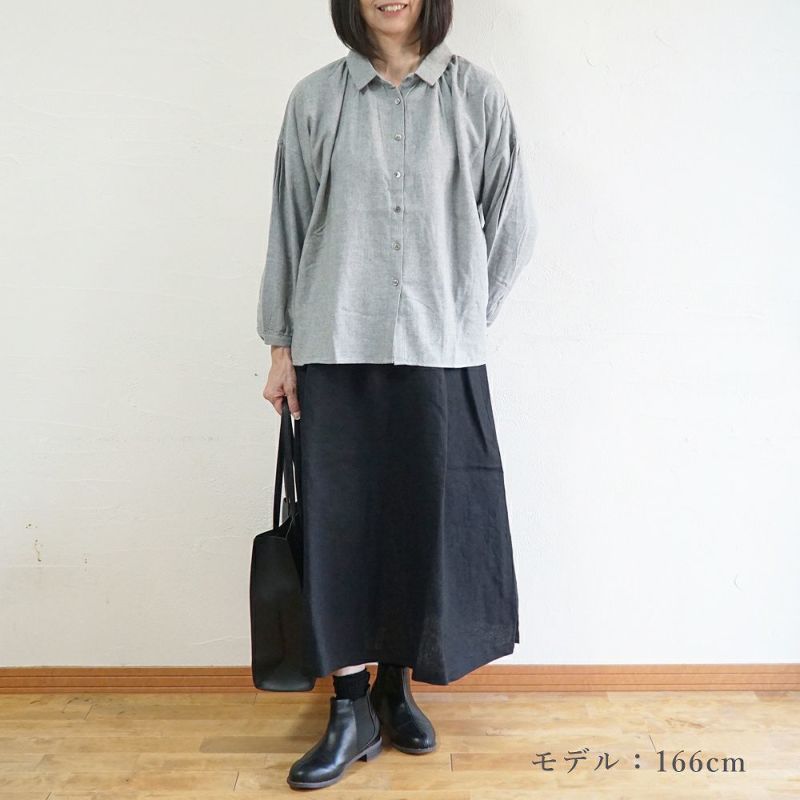 Branch m‘.,ブランチエム,ナチュラル,30代,40代,50代,60代,コットン,ゆったり,綿,ブラウス,綿ブラウス,ギャザーブラウス,衿,襟