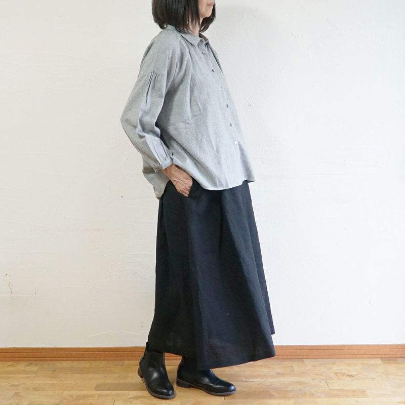 Branch m‘.,ブランチエム,ナチュラル,30代,40代,50代,60代,コットン,ゆったり,綿,ブラウス,綿ブラウス,ギャザーブラウス,衿,襟