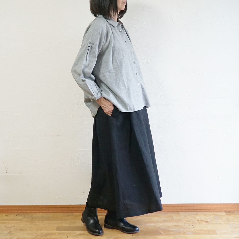 Branch m‘.,ブランチエム,ナチュラル,30代,40代,50代,60代,コットン,ゆったり,綿,ブラウス,綿ブラウス,ギャザーブラウス,衿,襟