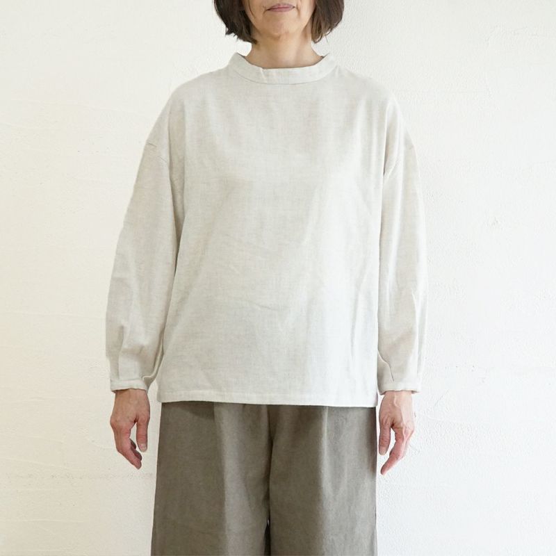 Branch m‘.,ブランチエム,ナチュラル,30代,40代,50代,60代,コットン,ゆったり,綿,ブラウス,綿ブラウス,ハイネックブラウス,プルオーバー,プルオーバーブラウス