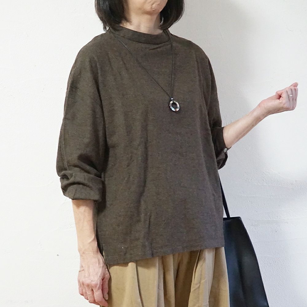 Branch m‘.,ブランチエム,ナチュラル,30代,40代,50代,60代,コットン,ゆったり,綿,ブラウス,綿ブラウス,ハイネックブラウス,プルオーバー,プルオーバーブラウス