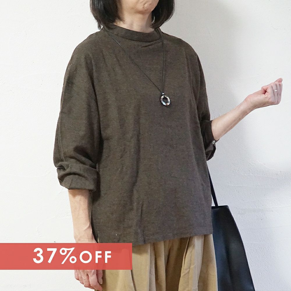 Branch m‘.,ブランチエム,ナチュラル,30代,40代,50代,60代,コットン,ゆったり,綿,ブラウス,綿ブラウス,ハイネックブラウス,プルオーバー,プルオーバーブラウス