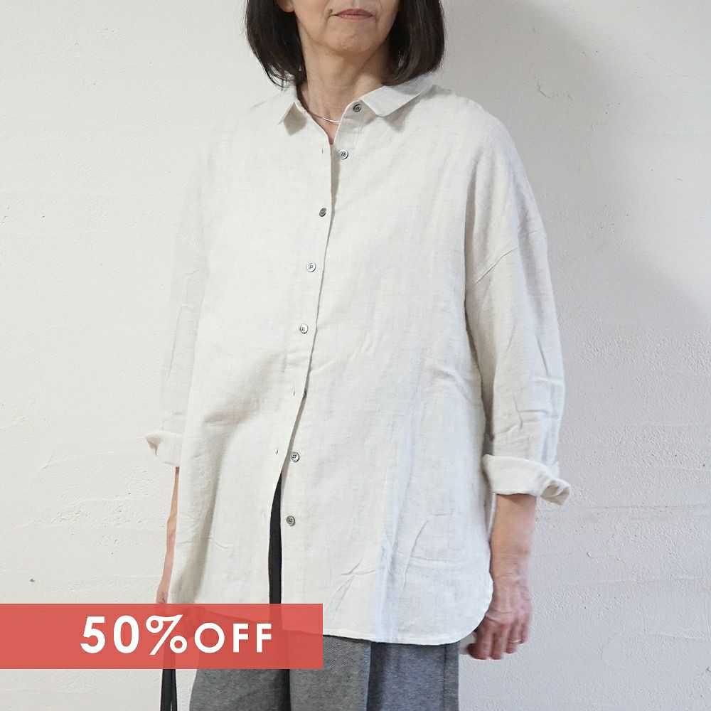 Branch m‘.,ブランチエム,ナチュラル,30代,40代,50代,60代,コットン,ゆったり,綿,ブラウス,綿ブラウス,シャツ,羽織,羽織り,綿シャツ