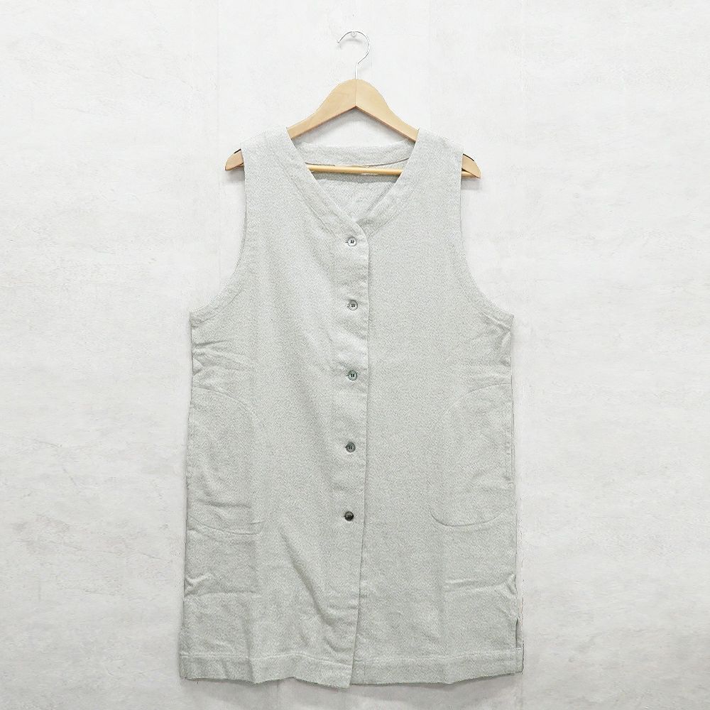 Branch m‘.,ブランチエム,ナチュラル,30代,40代,50代,60代,コットン,ゆったり,綿,ベスト,ロングベスト,ジレ,ロングジレ,レイヤードスタイル,レイヤード