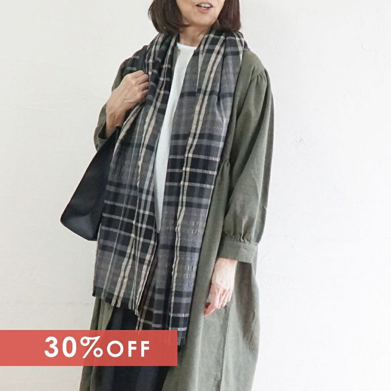 Branch m‘.,ブランチエム,ナチュラル,30代,40代,50代,60代,ウール,ゆったり,ストール,マフラー,チェック,チェックマフラー,チェックストール