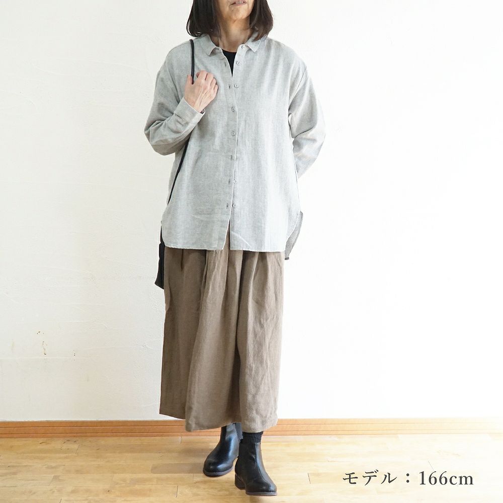 Branch m‘.,ブランチエム,ナチュラル,30代,40代,50代,60代,ウール,ゆったり,リネン,リネンウール,ラミーリネン,スカート,タックスカート,フレアスカート