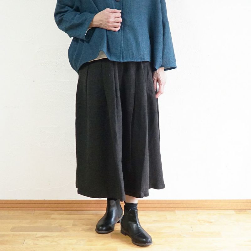 Branch m‘.,ブランチエム,ナチュラル,30代,40代,50代,60代,ウール,ゆったり,リネン,リネンウール,ラミーリネン,スカート,タックスカート,フレアスカート