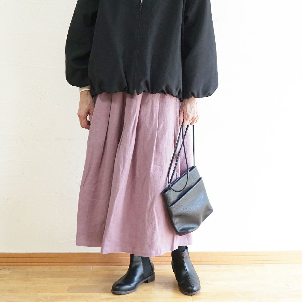 Branch m‘.,ブランチエム,ナチュラル,30代,40代,50代,60代,ウール,ゆったり,リネン,リネンウール,ラミーリネン,スカート,タックスカート,フレアスカート