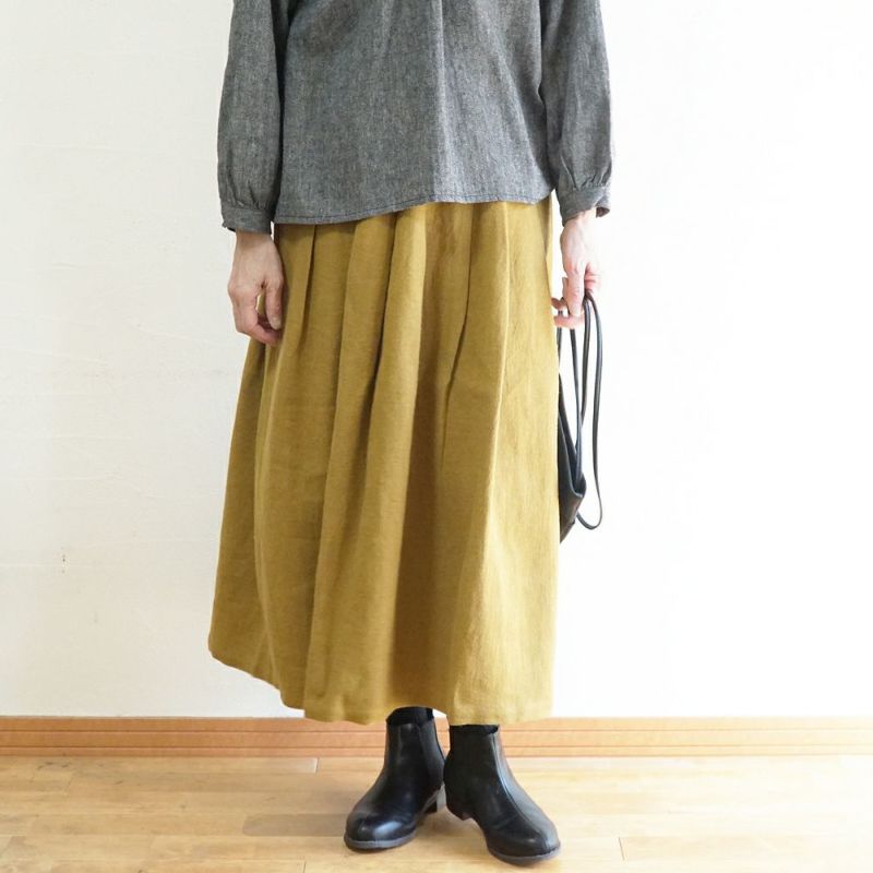 Branch m‘.,ブランチエム,ナチュラル,30代,40代,50代,60代,ウール,ゆったり,リネン,リネンウール,ラミーリネン,スカート,タックスカート,フレアスカート