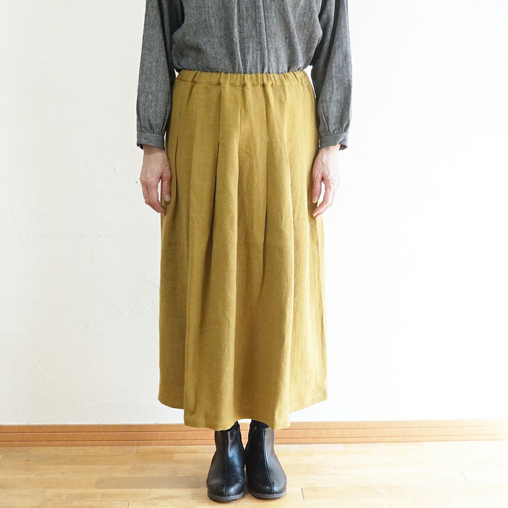 Branch m‘.,ブランチエム,ナチュラル,30代,40代,50代,60代,ウール,ゆったり,リネン,リネンウール,ラミーリネン,スカート,タックスカート,フレアスカート