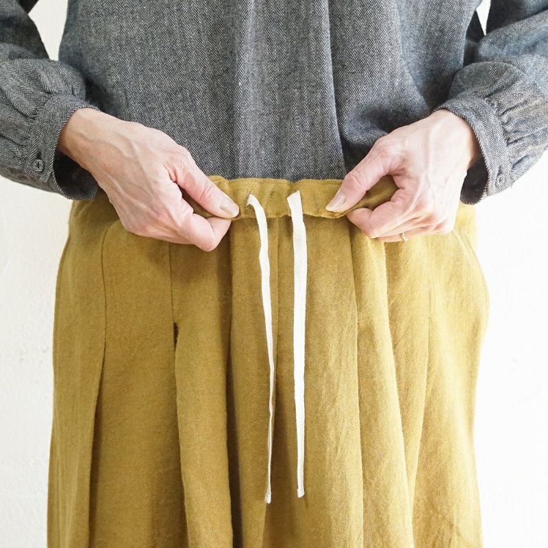 Branch m‘.,ブランチエム,ナチュラル,30代,40代,50代,60代,ウール,ゆったり,リネン,リネンウール,ラミーリネン,スカート,タックスカート,フレアスカート