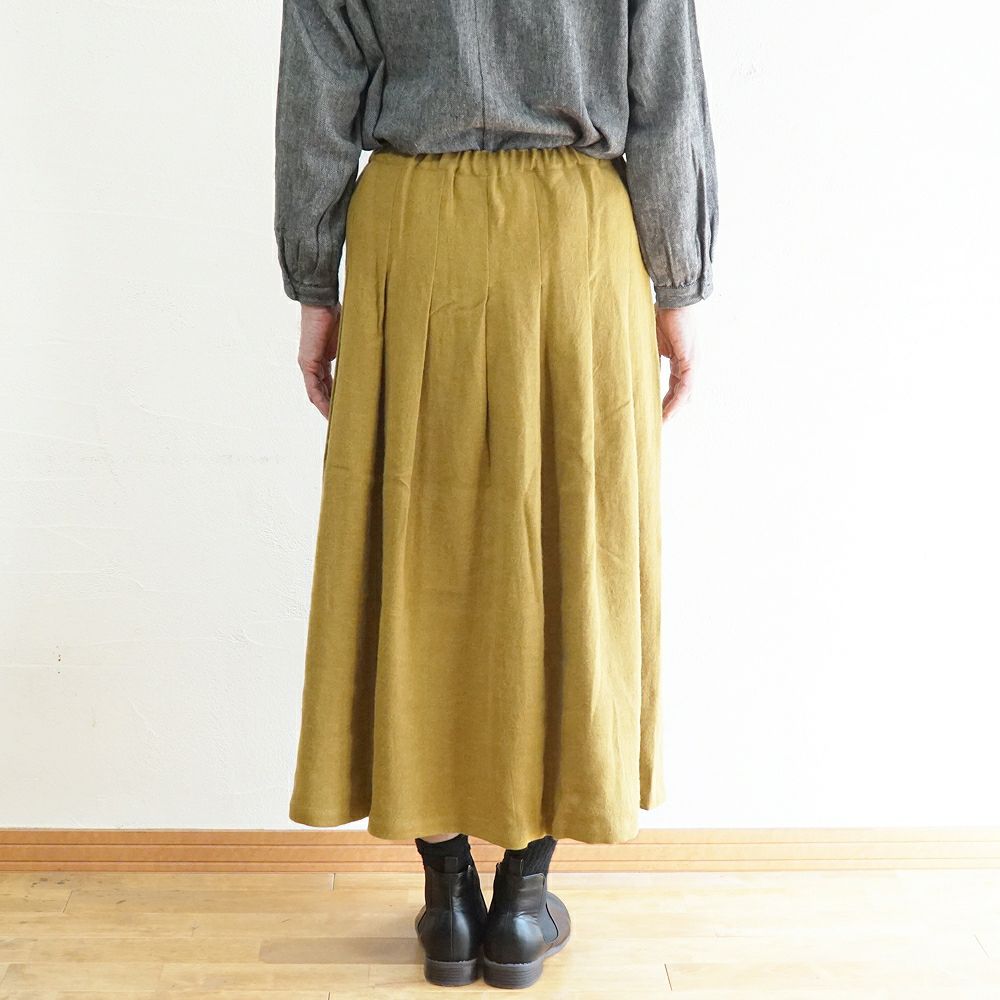 Branch m‘.,ブランチエム,ナチュラル,30代,40代,50代,60代,ウール,ゆったり,リネン,リネンウール,ラミーリネン,スカート,タックスカート,フレアスカート