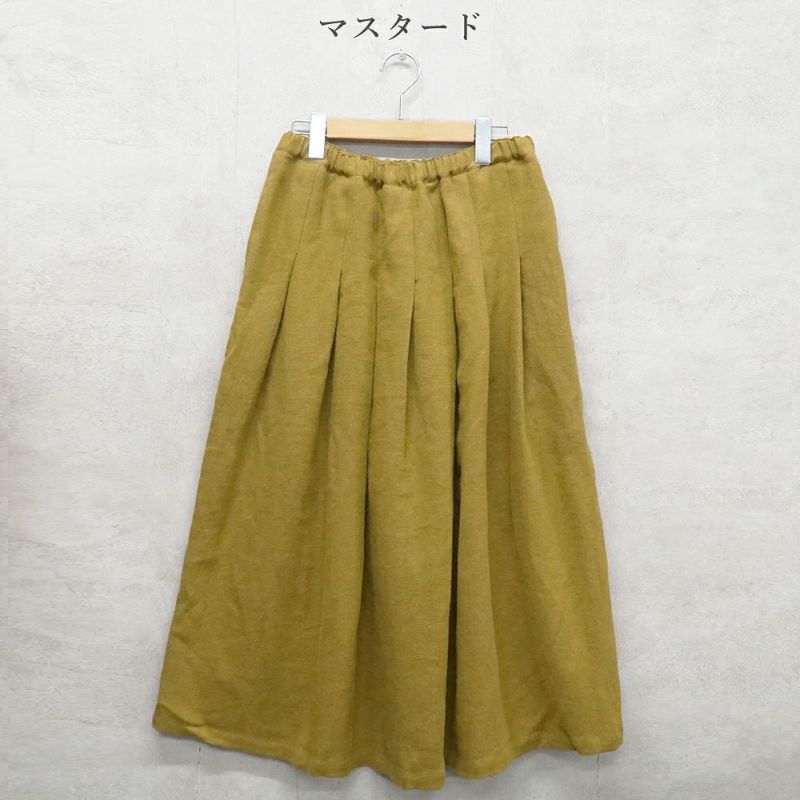 Branch m‘.,ブランチエム,ナチュラル,30代,40代,50代,60代,ウール,ゆったり,リネン,リネンウール,ラミーリネン,スカート,タックスカート,フレアスカート