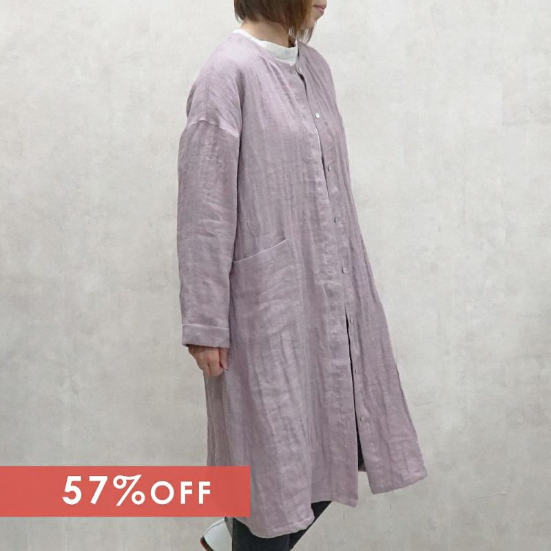Branch m‘.,ブランチエム,ナチュラル,30代,40代,50代,60代,ゆったり,綿,コットン,リネン,ダブルガーゼ,リネンダブルガーゼ,ワンピース,リネンワンピース,シャツ,シャツワンピース,ノーカラーワンピース,羽織ワンピース