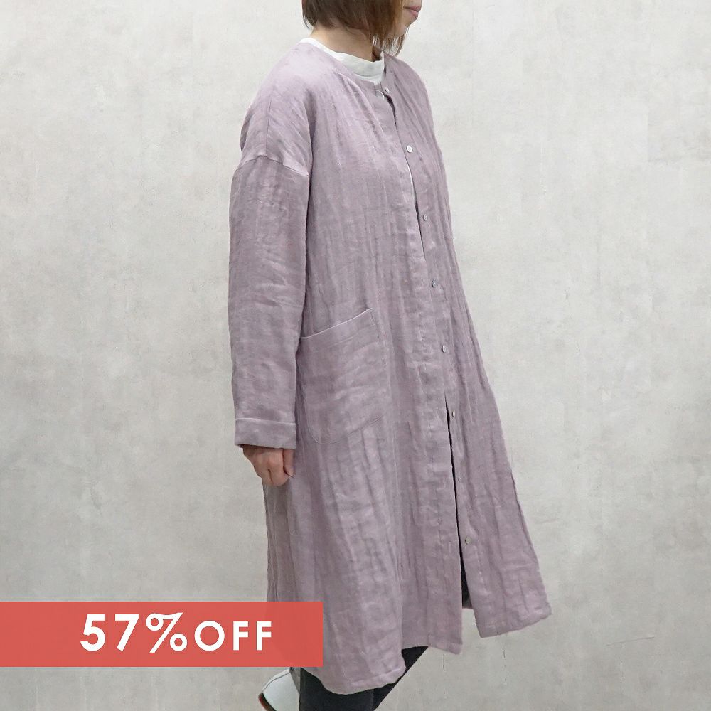 Branch m‘.,ブランチエム,ナチュラル,30代,40代,50代,60代,ゆったり,綿,コットン,リネン,ダブルガーゼ,リネンダブルガーゼ,ワンピース,リネンワンピース,シャツ,シャツワンピース,ノーカラーワンピース,羽織ワンピース