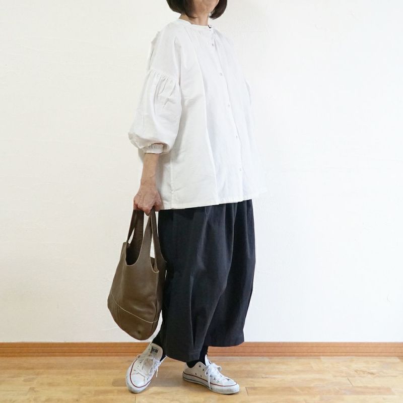 Branch m‘.,ブランチエム,ナチュラル,30代,40代,50代,60代,リネン,ゆったり,コットンリネン,コットン,綿麻,ブラウス,チュニック,チュニックブラウス,ギャザーブラウス,ギャザーチュニック,ギンガムチェック,スタンドカラー,スタンドカラーブラウス,バンドカラー,バンドカラーブラウス