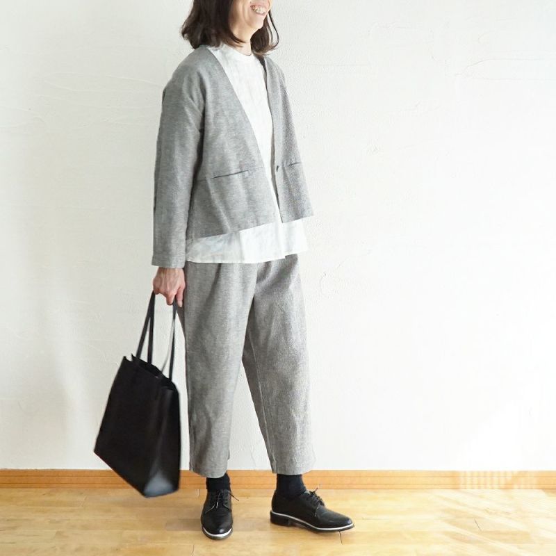 Branch m‘.,ブランチエム,ナチュラル,30代,40代,50代,60代,コットン,ゆったり,綿,ジャケット,ノーカラー,ノーカラージャケット,フォーマル,ハレの日,お出かけ,セットアップ,入学式,卒業式,