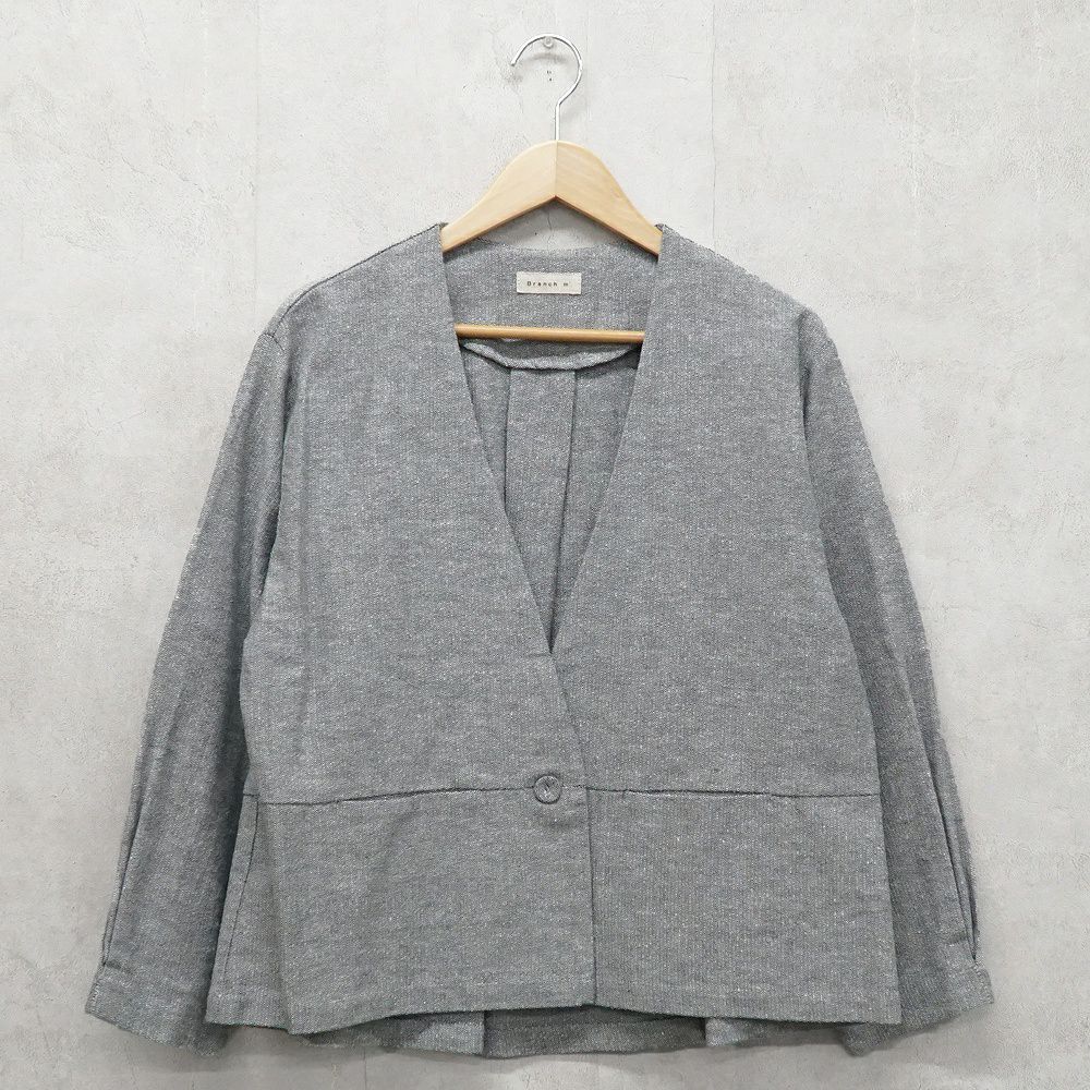 Branch m‘.,ブランチエム,ナチュラル,30代,40代,50代,60代,コットン,ゆったり,綿,ジャケット,ノーカラー,ノーカラージャケット,フォーマル,ハレの日,お出かけ,セットアップ,入学式,卒業式,