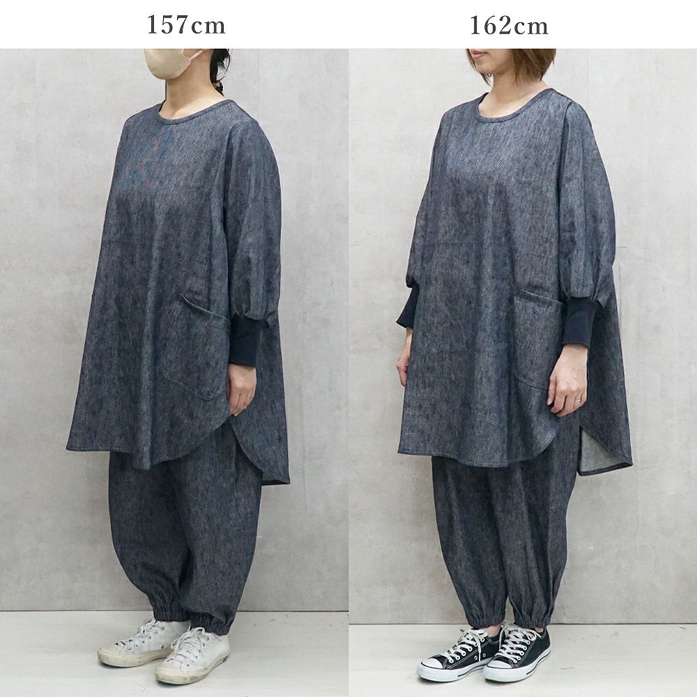 Branch m‘.,ブランチエム,ナチュラル,30代,40代,50代,60代,リネン,ゆったり,リネンデニム,デニム割烹着,割烹着,チュニック,デニム割烹着,リネンコットンデニム