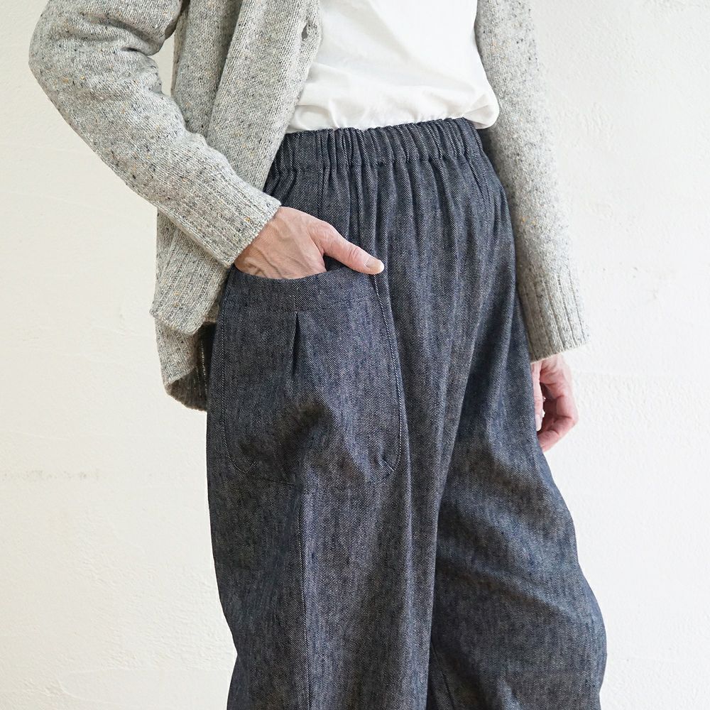 BR1701】【Makuake】 リネンコットンデニム・カーゴ風もんぺ