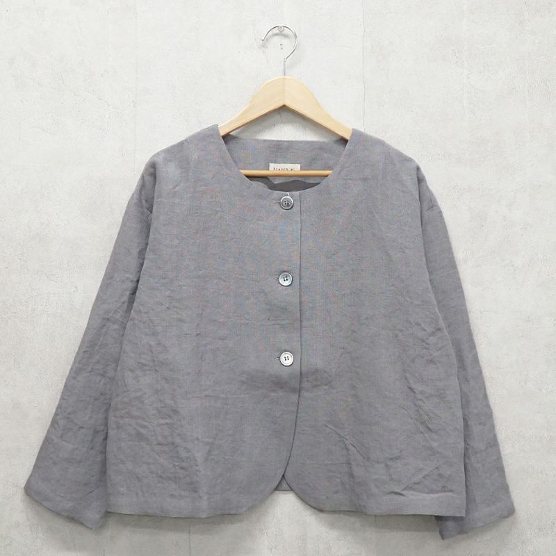 Branch m‘.,ブランチエム,ナチュラル,30代,40代,50代,60代,リネン,ゆったり,ジャケット,リネンジャケット,クルーネックジャケット,ノーカラージャケット,ショート丈,ショートジャケット,フォーマル,オケージョン,セットアップ