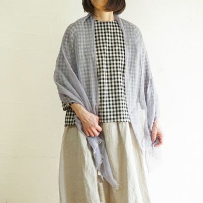 袖付きストールリネンガーゼシャンブレーシルバー リネンガーゼシャンブレー