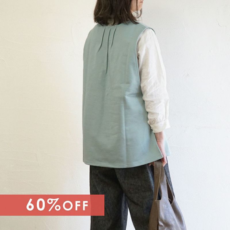 Branch m‘.,ブランチエム,ナチュラル,30代,40代,50代,60代,綿,ゆったり,ベスト,コットン,ベスト,裏毛,裏毛ベスト,重ね着,レイヤード,チュニック,チュニックベスト,