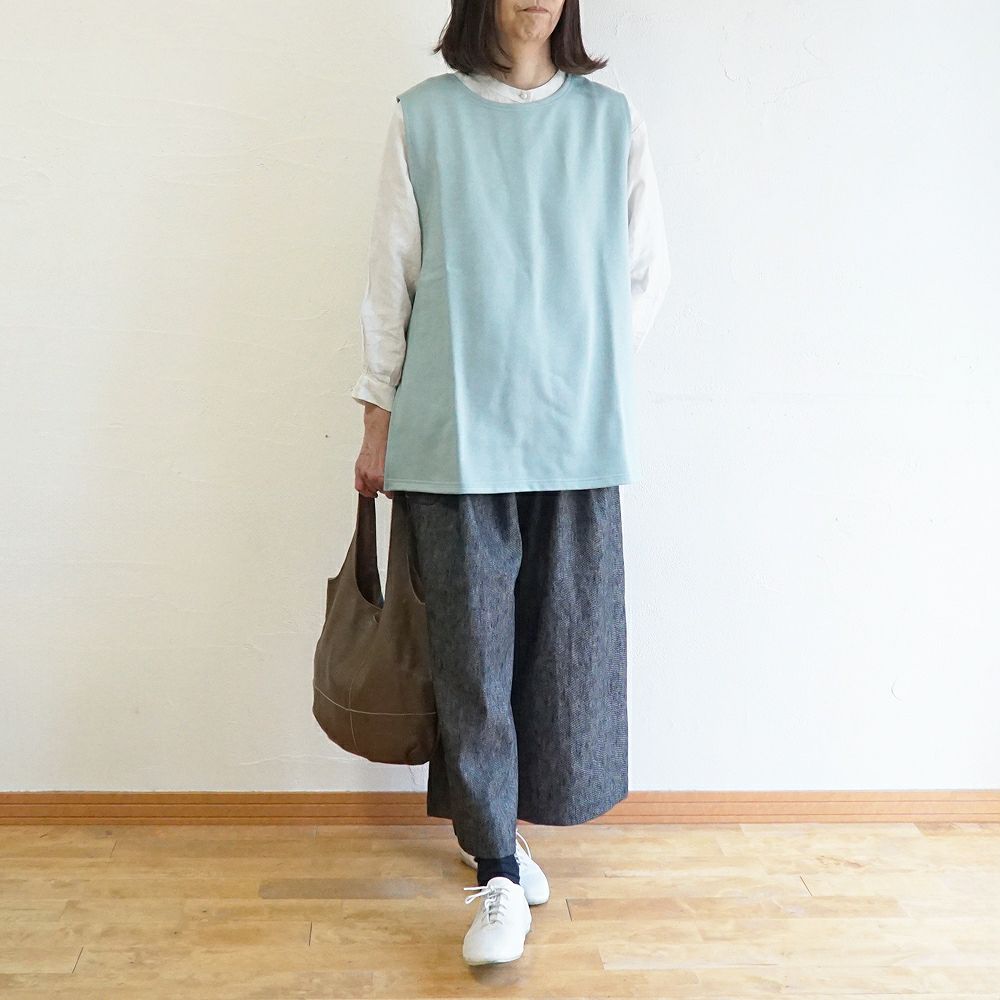 Branch m‘.,ブランチエム,ナチュラル,30代,40代,50代,60代,綿,ゆったり,ベスト,コットン,ベスト,裏毛,裏毛ベスト,重ね着,レイヤード,チュニック,チュニックベスト,