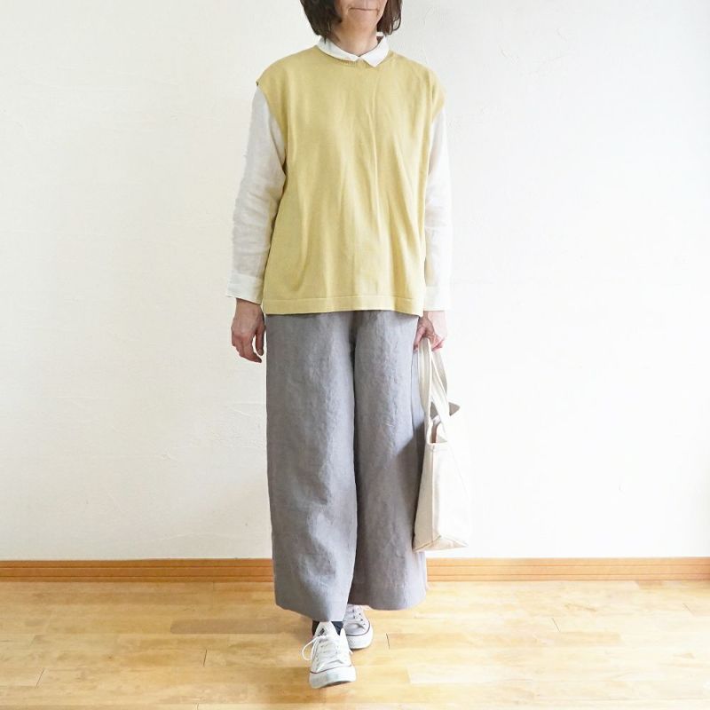 Branch m‘.,ブランチエム,ナチュラル,30代,40代,50代,60代,リネン,ゆったり,リネンコットン,ベスト,ニットベスト,レイヤード