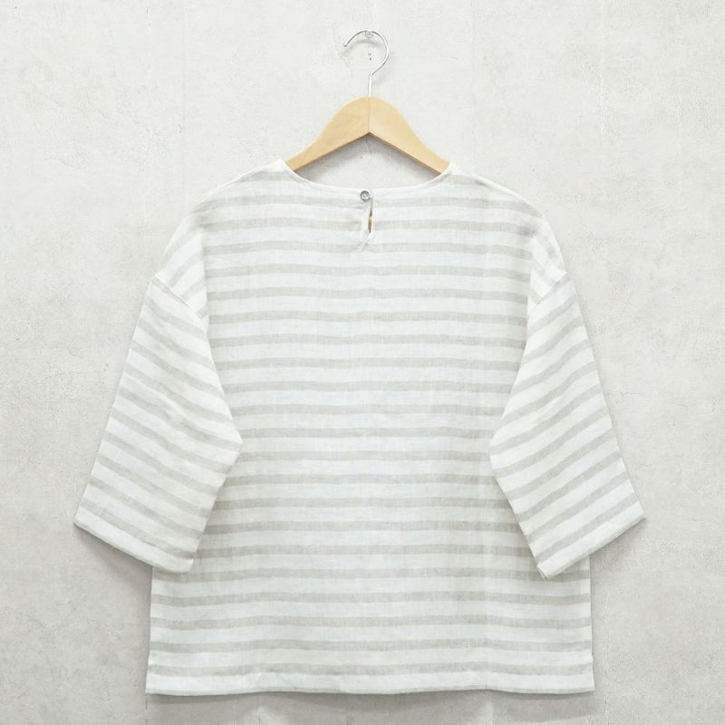 Branch m‘.,ブランチエム,ナチュラル,30代,40代,50代,60代,リネン,ゆったり,ブラウス,リネンブラウス,プルオーバーブラウス,プルオーバー,ボーダー,ボーダーブラウス, 