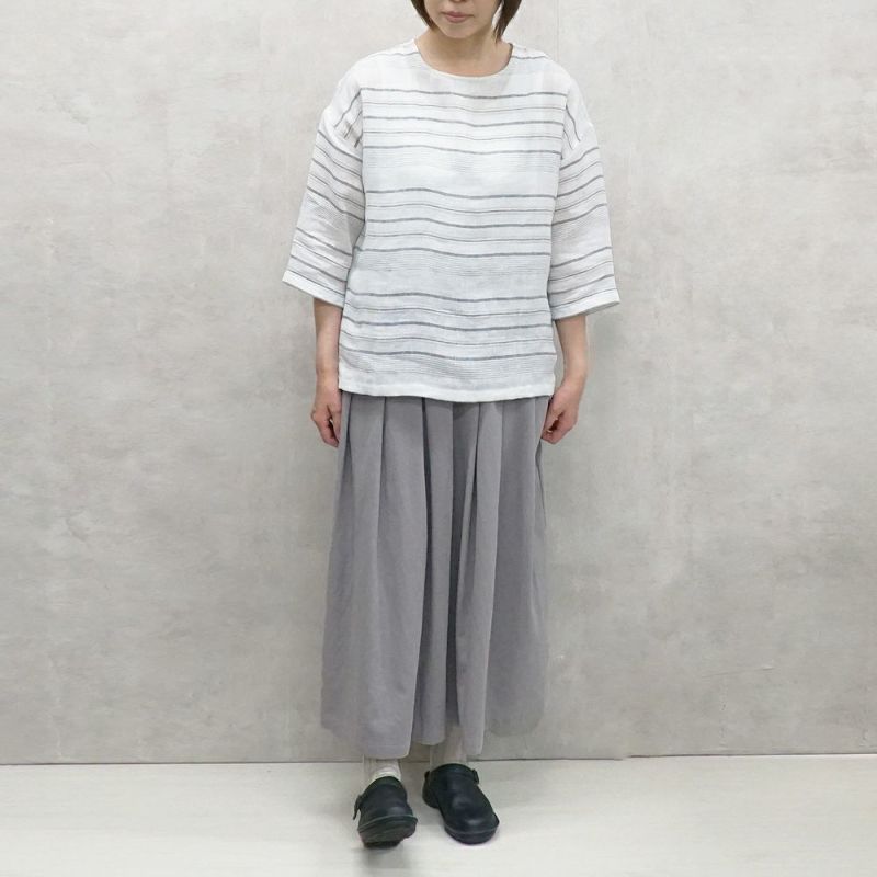 Branch m‘.,ブランチエム,ナチュラル,30代,40代,50代,60代,リネン,ゆったり,ブラウス,リネンブラウス,プルオーバーブラウス,プルオーバー,ボーダー,ボーダーブラウス, 
