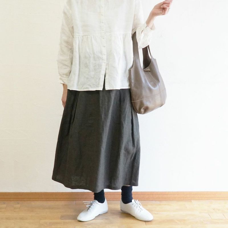 Branch m‘.,ブランチエム,ナチュラル,30代,40代,50代,60代,リネン,ゆったり,スカート,リネンスカート,切り替え,切り替えタック,タックスカート