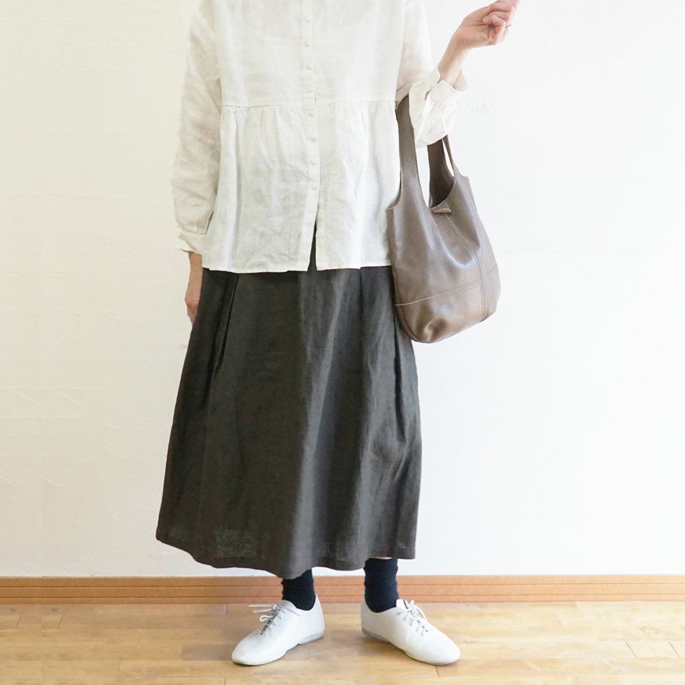 Branch m‘.,ブランチエム,ナチュラル,30代,40代,50代,60代,リネン,ゆったり,スカート,リネンスカート,切り替え,切り替えタック,タックスカート