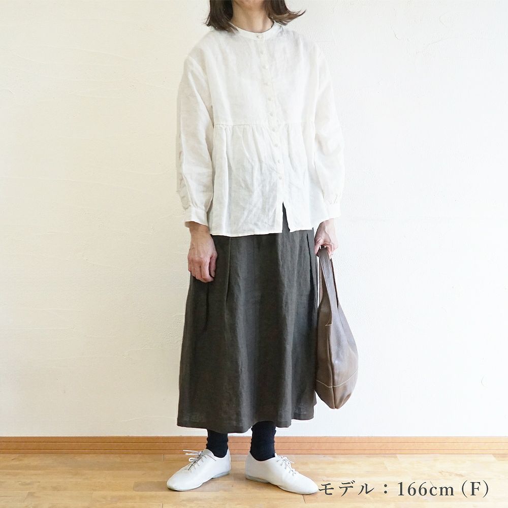 Branch m‘.,ブランチエム,ナチュラル,30代,40代,50代,60代,リネン,ゆったり,スカート,リネンスカート,切り替え,切り替えタック,タックスカート